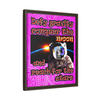 defy conquer reach - framed canvas art (pink swirl)