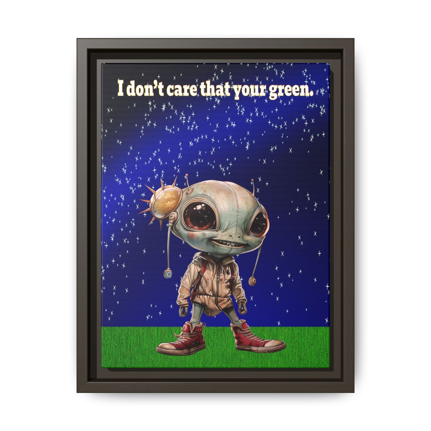 I don't care that your green - framed canvas art ('snoops' background)