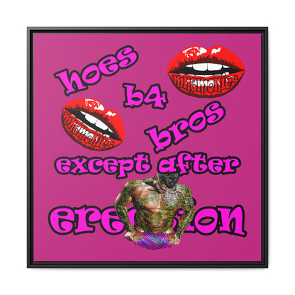 hoes b4 bros - framed canvas art (pink)