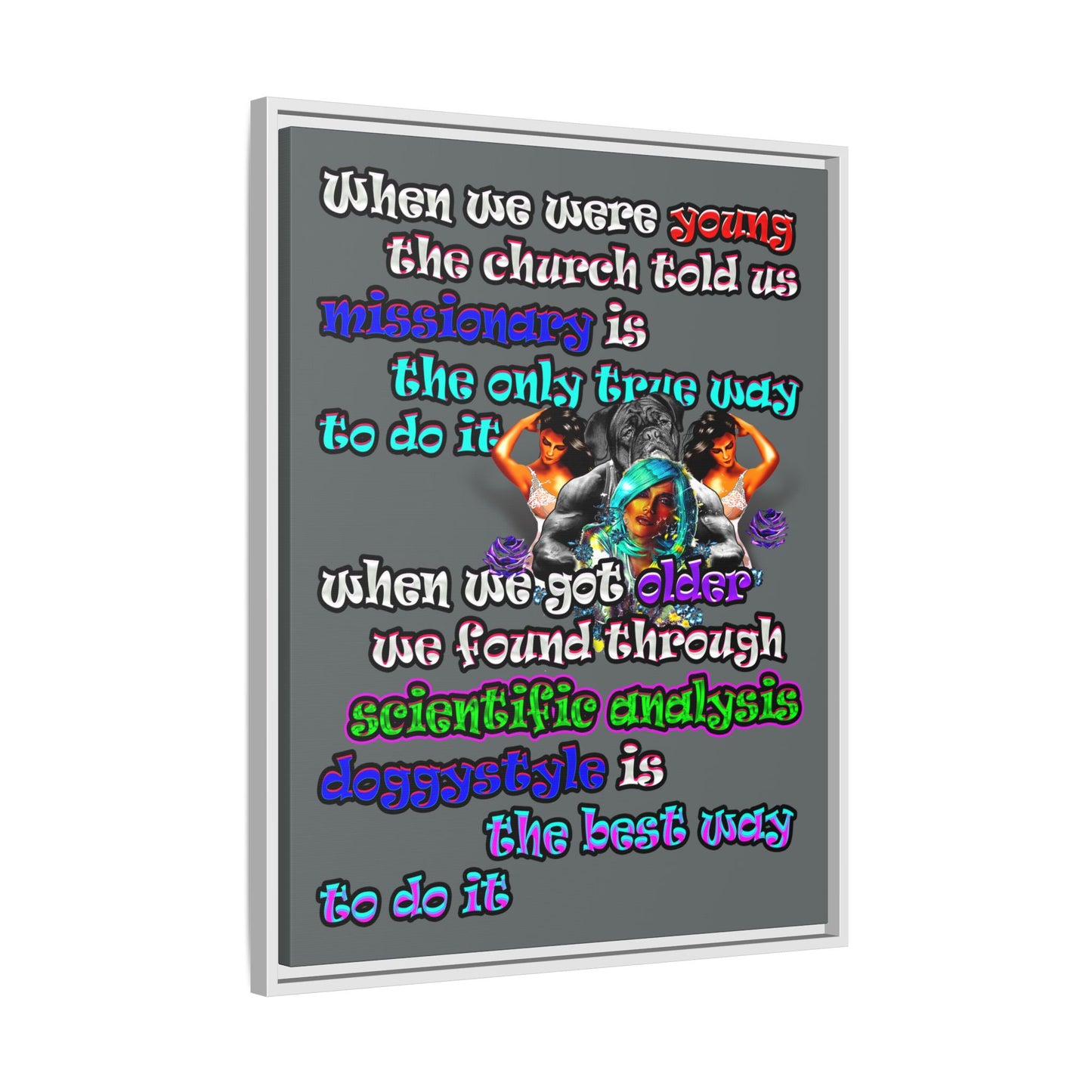 doggystyle - framed canvas art (dark grey)