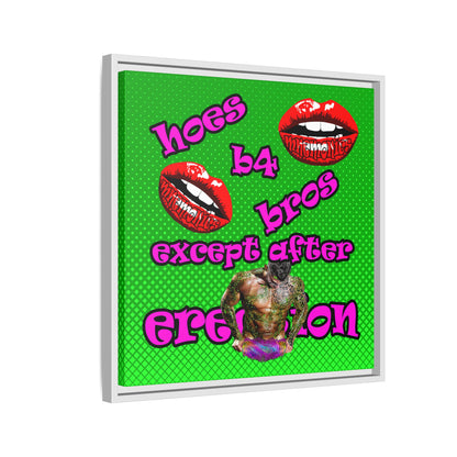 hoes b4 bros - framed canvas art (logo green)