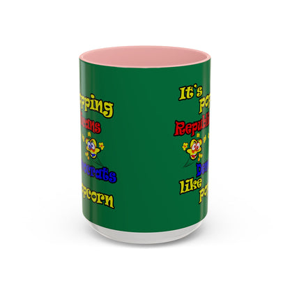 popping like popcorn - Accent Mug (dark green)