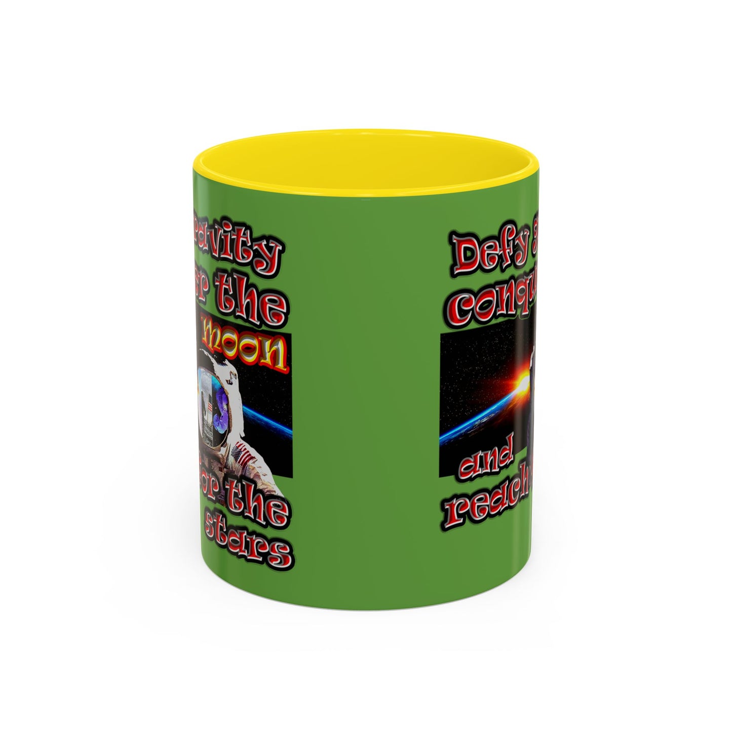 defy conquer reach - Accent Mug (green)