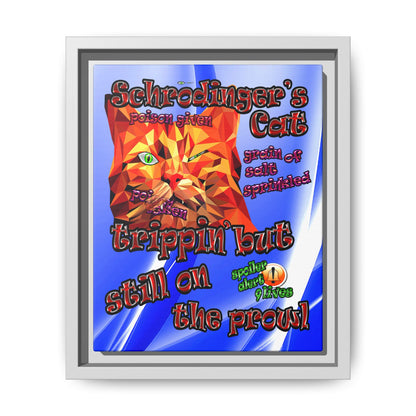 schrodinger's cat - framed canvas art (blue-white wave)