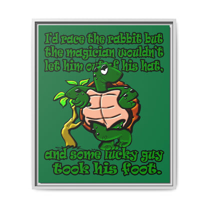 turtle race - framed canvas art (dark green)