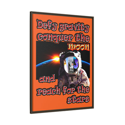 defy conquer reach - framed canvas art (orange)
