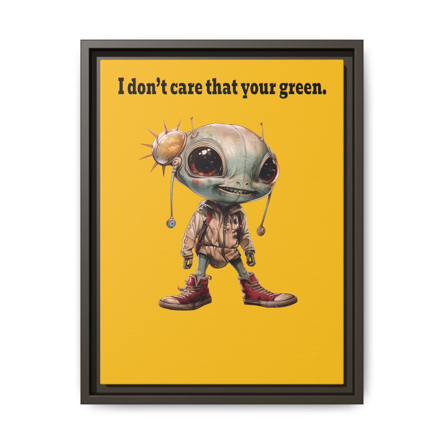 I don't care that your green - framed canvas art (yellow)