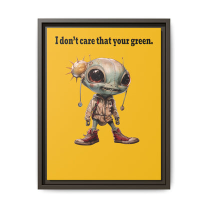 I don't care that your green - framed canvas art (yellow)