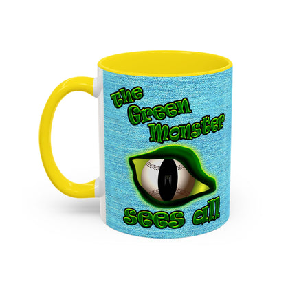 green monster - Accent Mug (faded blue)