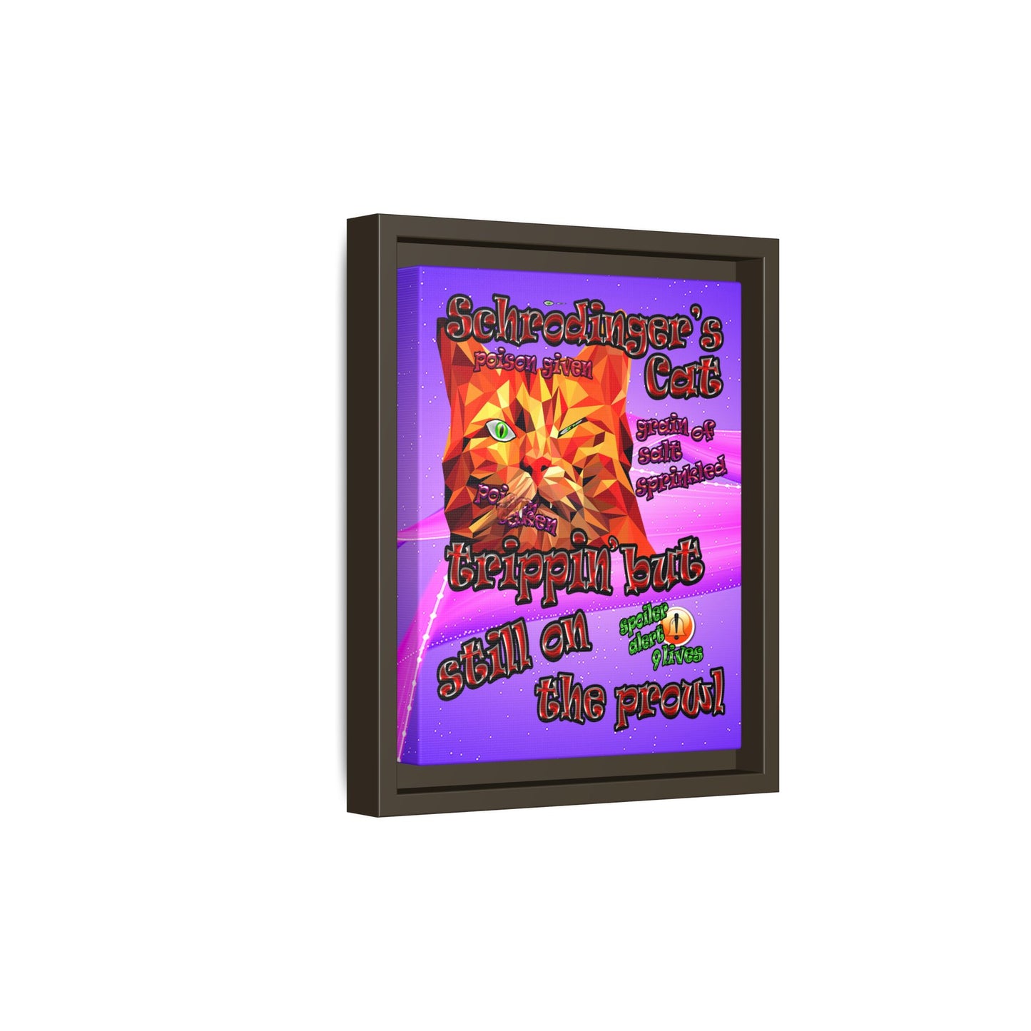 schrodinger's cat - framed canvas art (purple-pink wave)