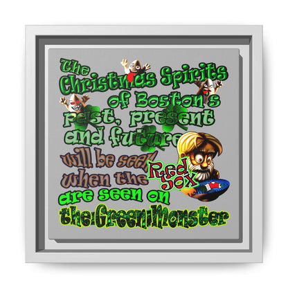 christmas spirits of boston - framed canvas art (light grey)