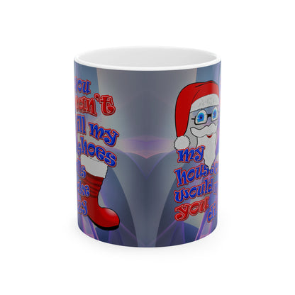 santa's shoes - White Mug (grey-pink wave)