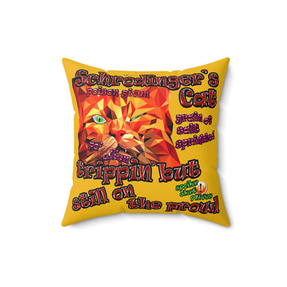 schrodinger's cat - Spun Polyester Square Pillow - (yellow)