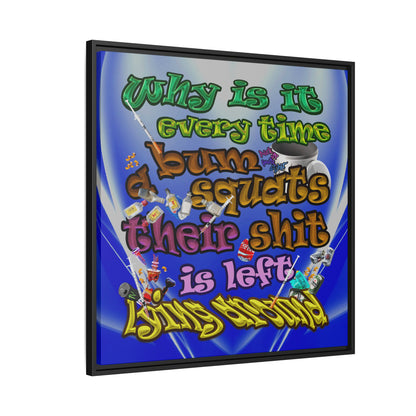 the bum's shit - framed canvas art (blue-white wave)