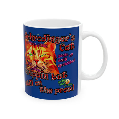schrodinger's cat - White Mug (dark blue)