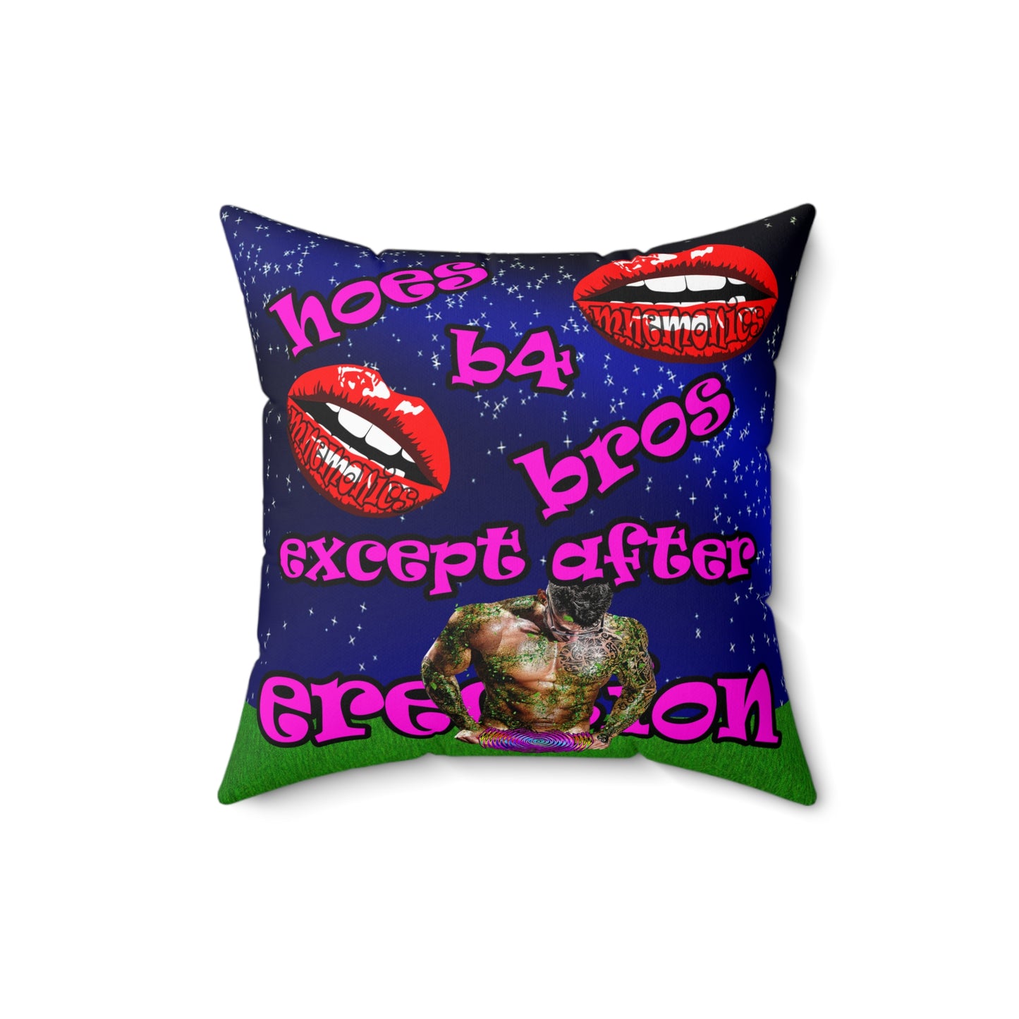 hoes b4 bros - Spun Polyester Square Pillow - ('snoops' background)