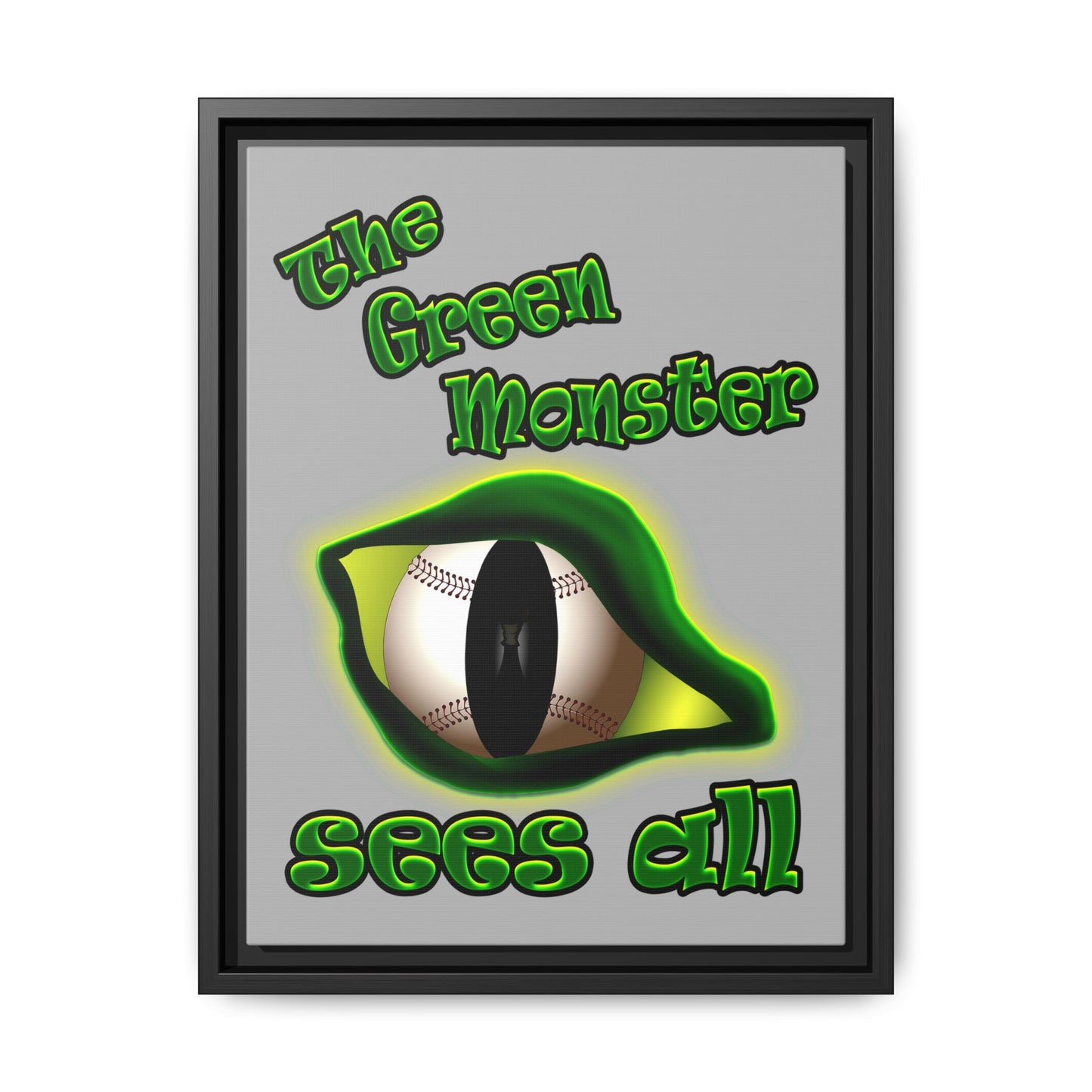 green monster - framed canvas art (light grey)