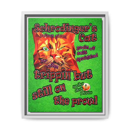 schrodinger's cat - framed canvas art (green turf)