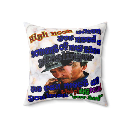 high noon - Faux Suede Square Pillow - (white marble)