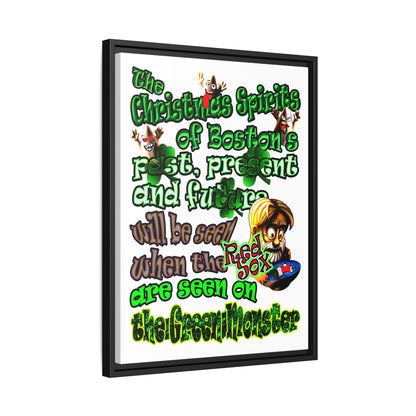 christmas spirits of boston - framed canvas art (white)