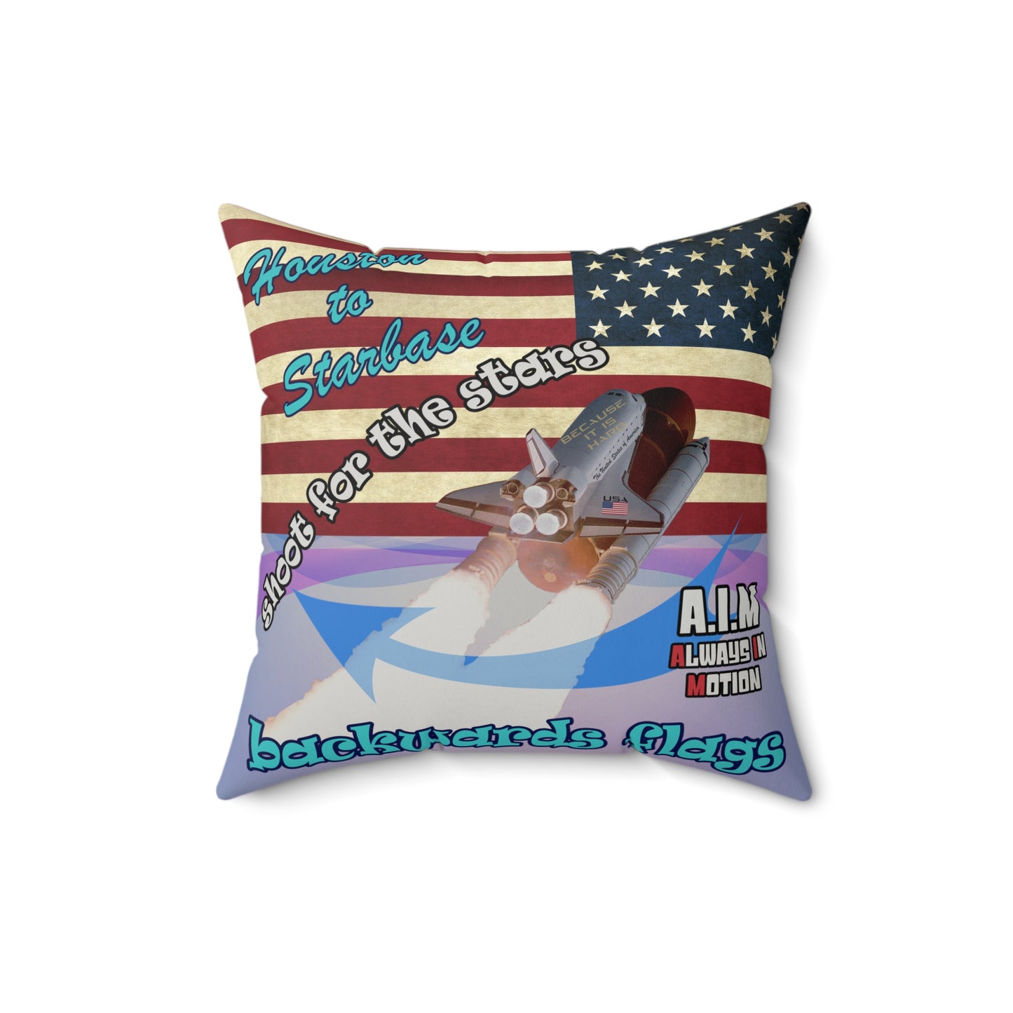 shoot for the stars - Faux Suede Square Pillow - (light blue-pink wave)