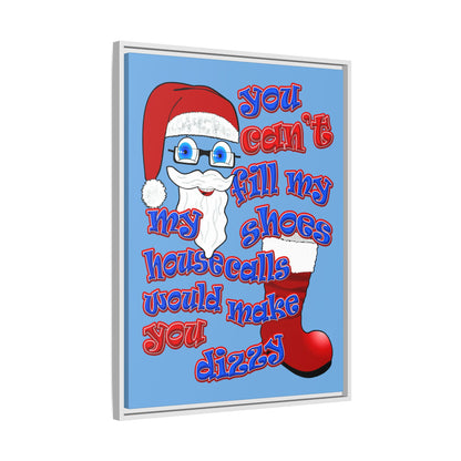 santa's shoes - framed canvas art (light blue)