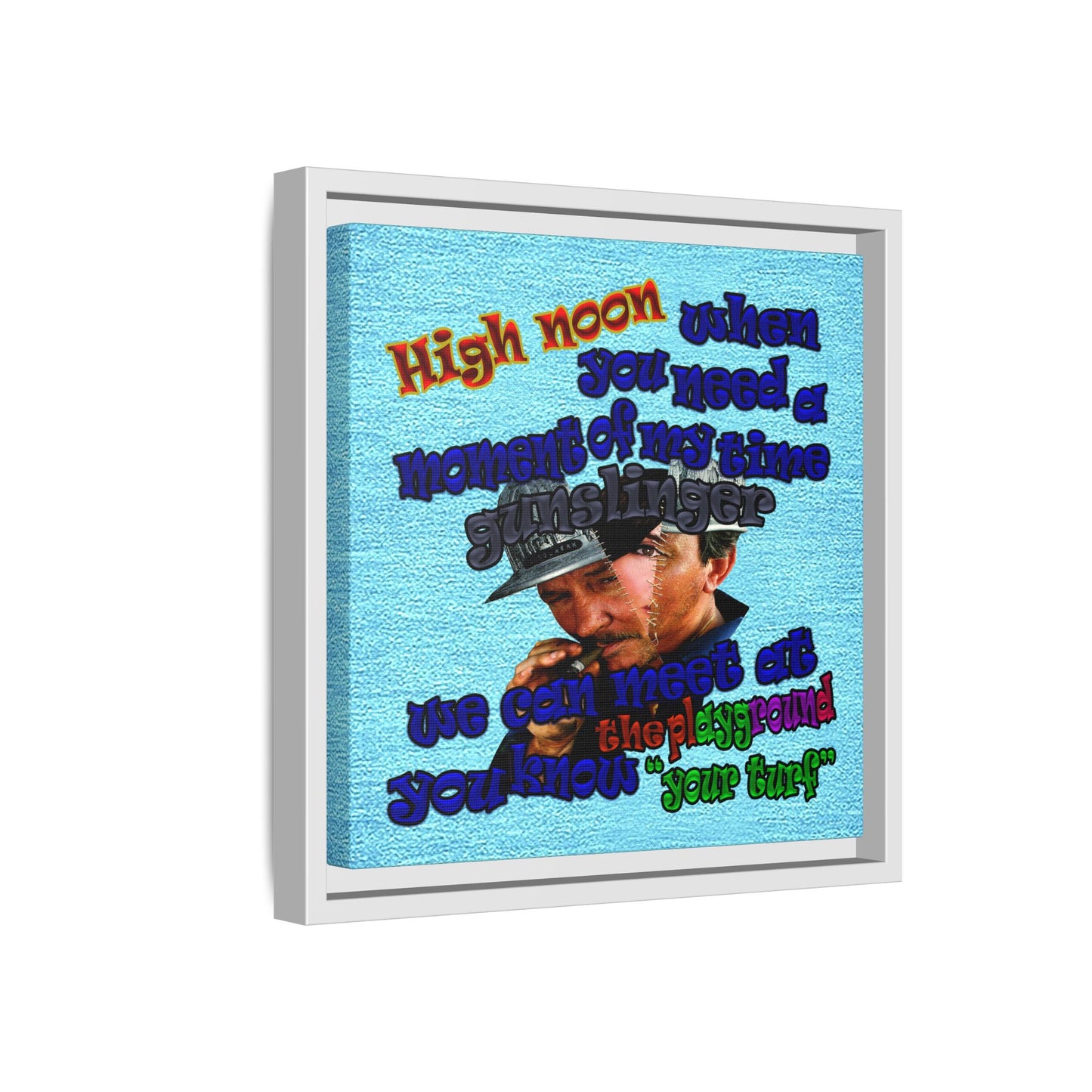 high noon - framed canvas art (faded blue)