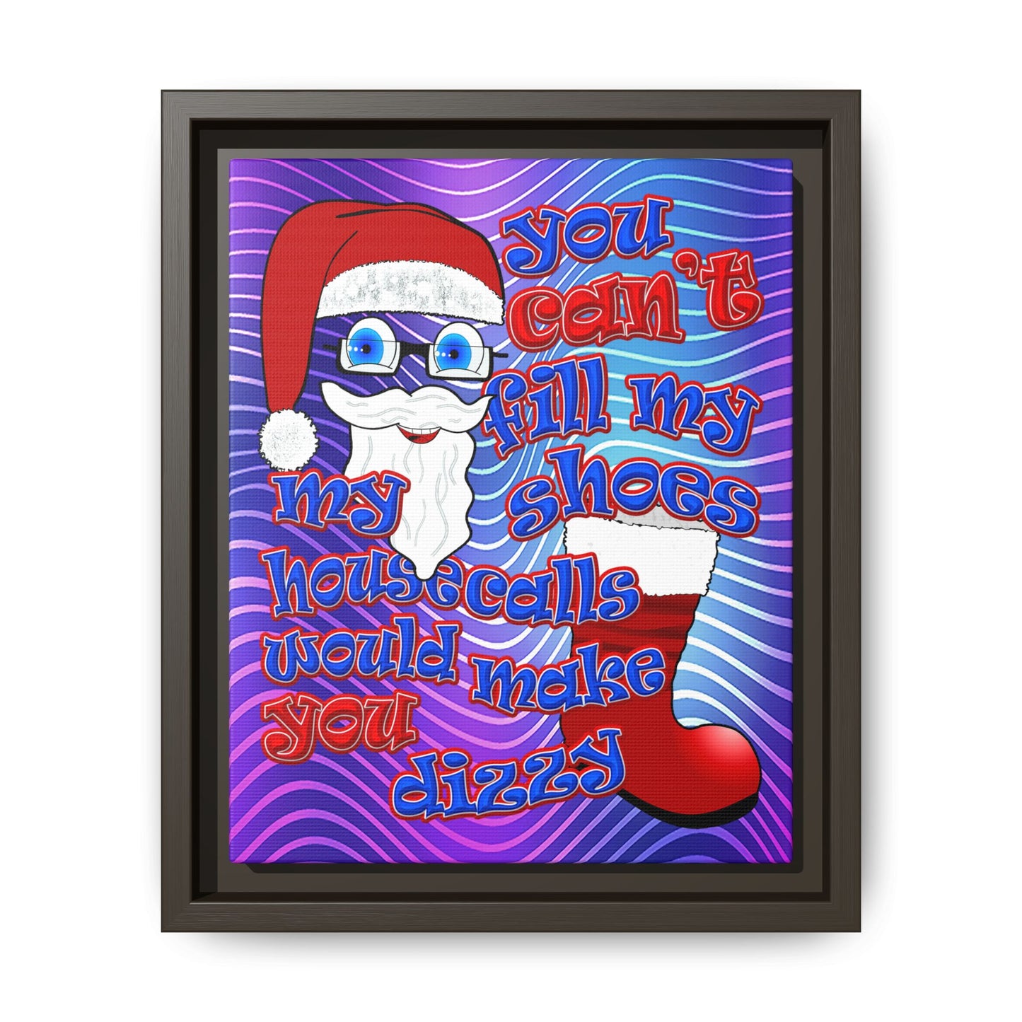 santa's shoes - framed canvas art (purple wave)