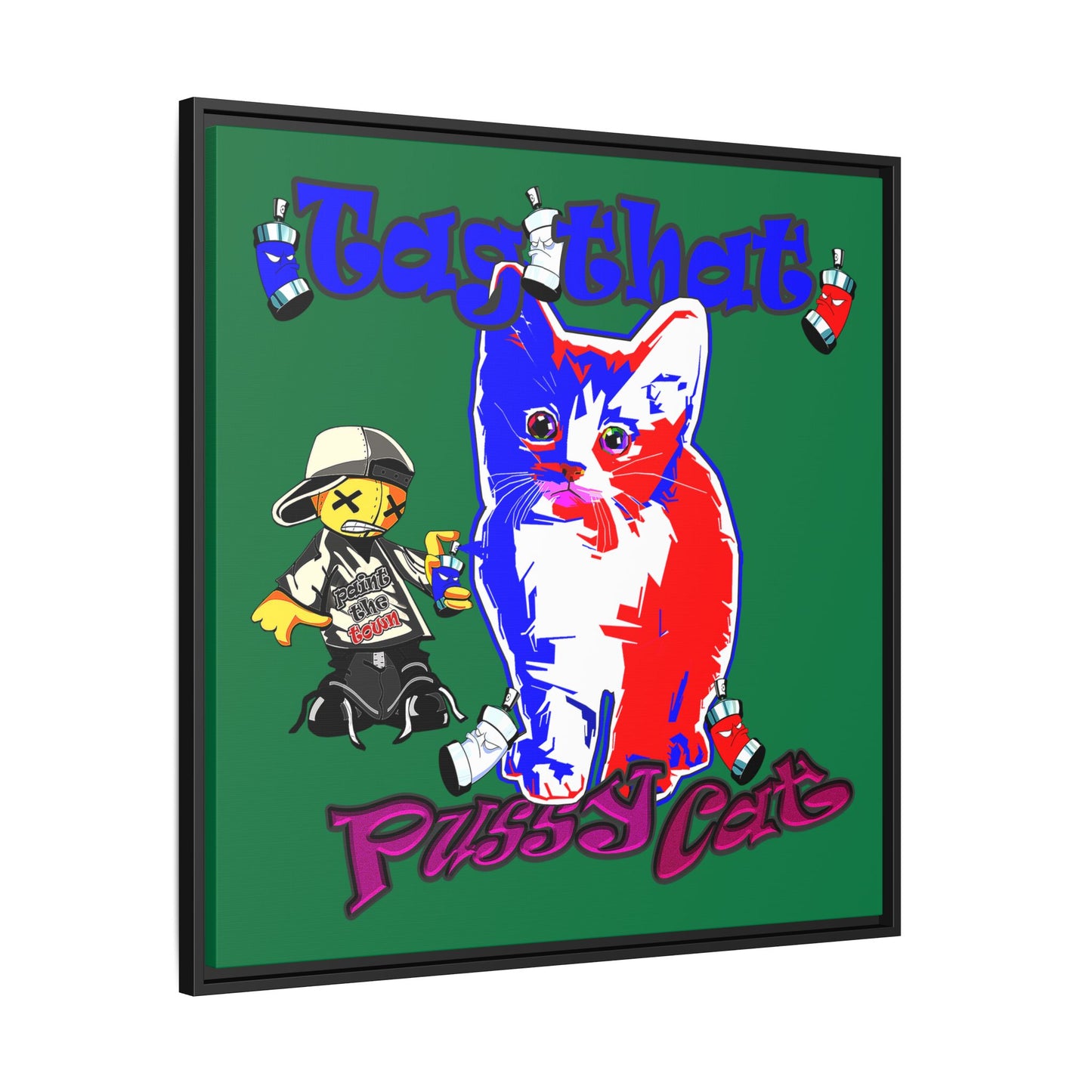 tag that - framed canvas art (dark green)
