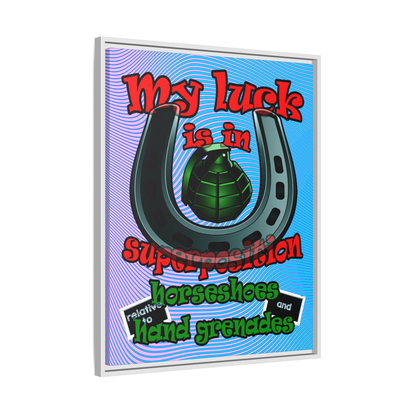 my luck - framed canvas art (light blue-purple wave)