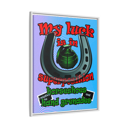 my luck - framed canvas art (light blue-purple wave)