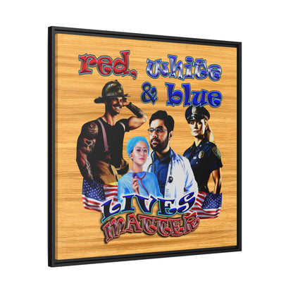 rw&b lives matter - framed canvas art (butterscotch wood finish)