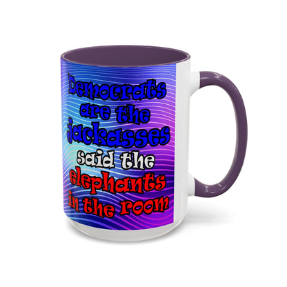 donkeys and elephants - Accent Mug (purple wave)