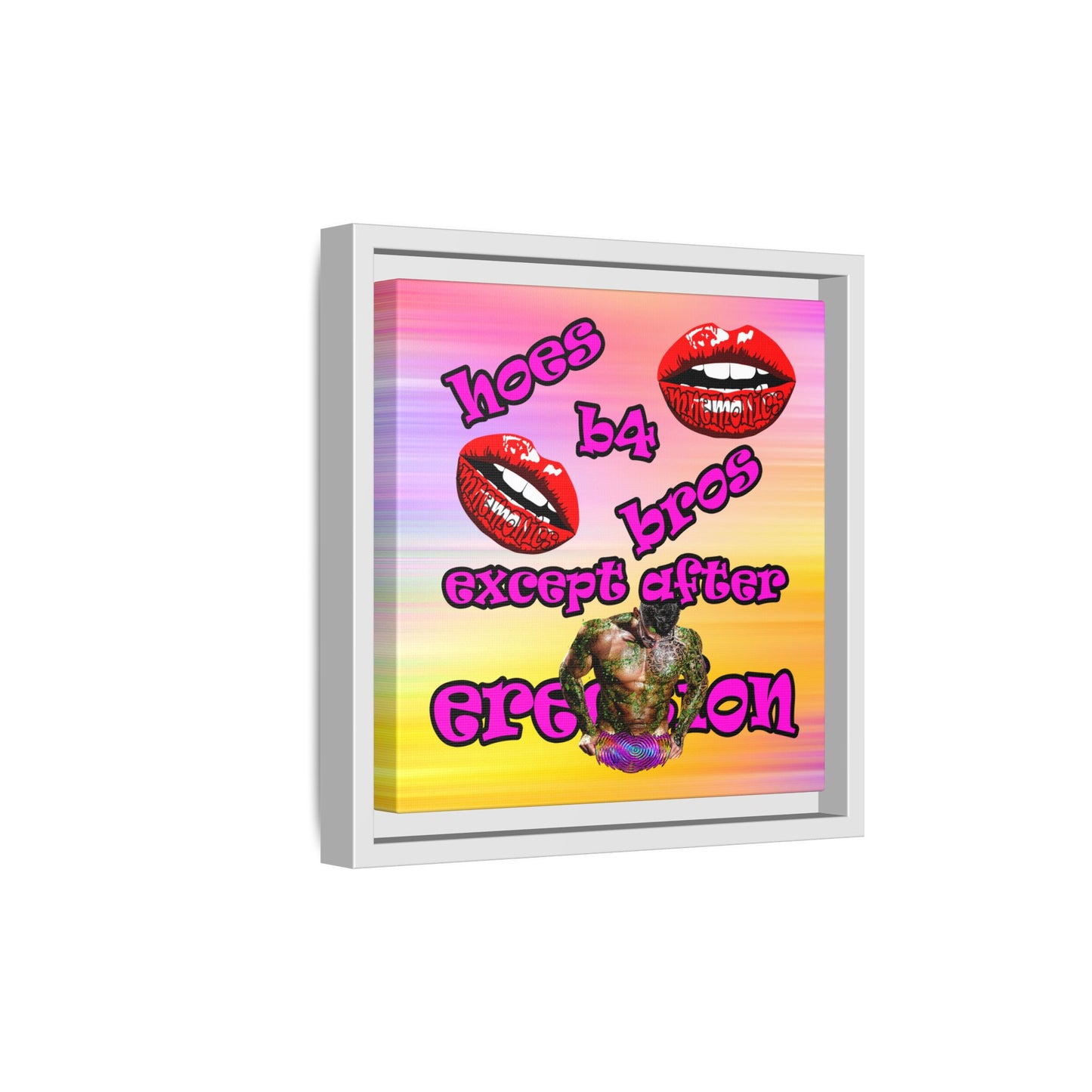 hoes b4 bros - framed canvas art (color blur)