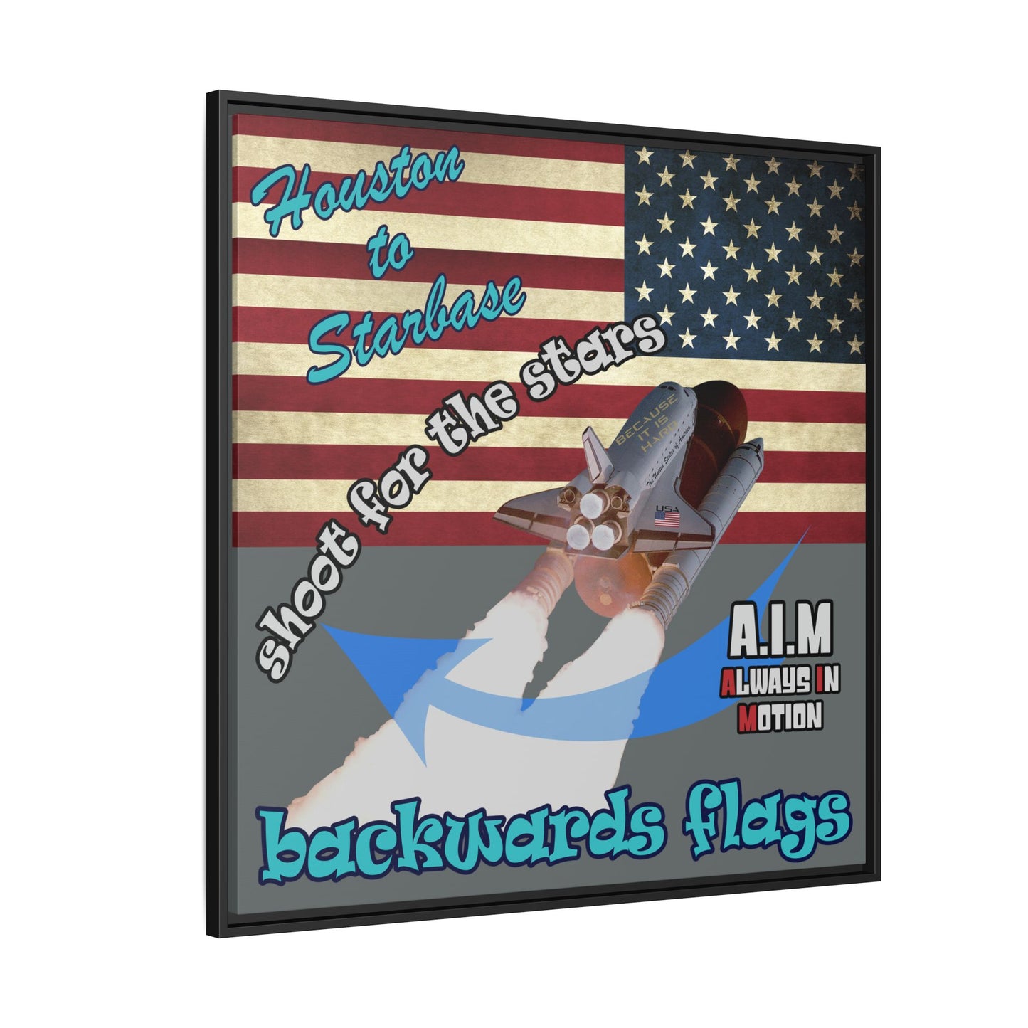 shoot for the stars - framed canvas art (dark grey)