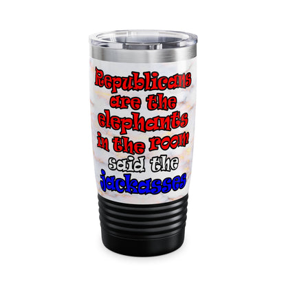 donkeys and elephants - Ringneck Tumbler, 20oz (white marble)