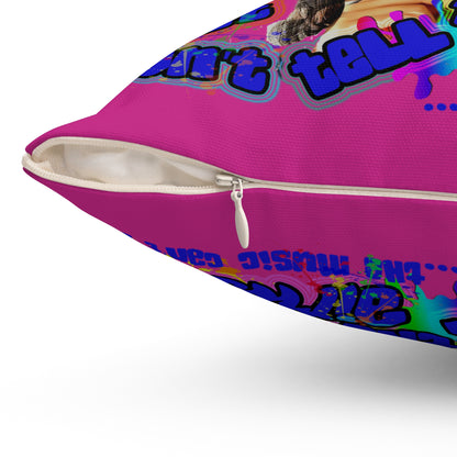 drop the beat - Spun Polyester Square Pillow - (pink)