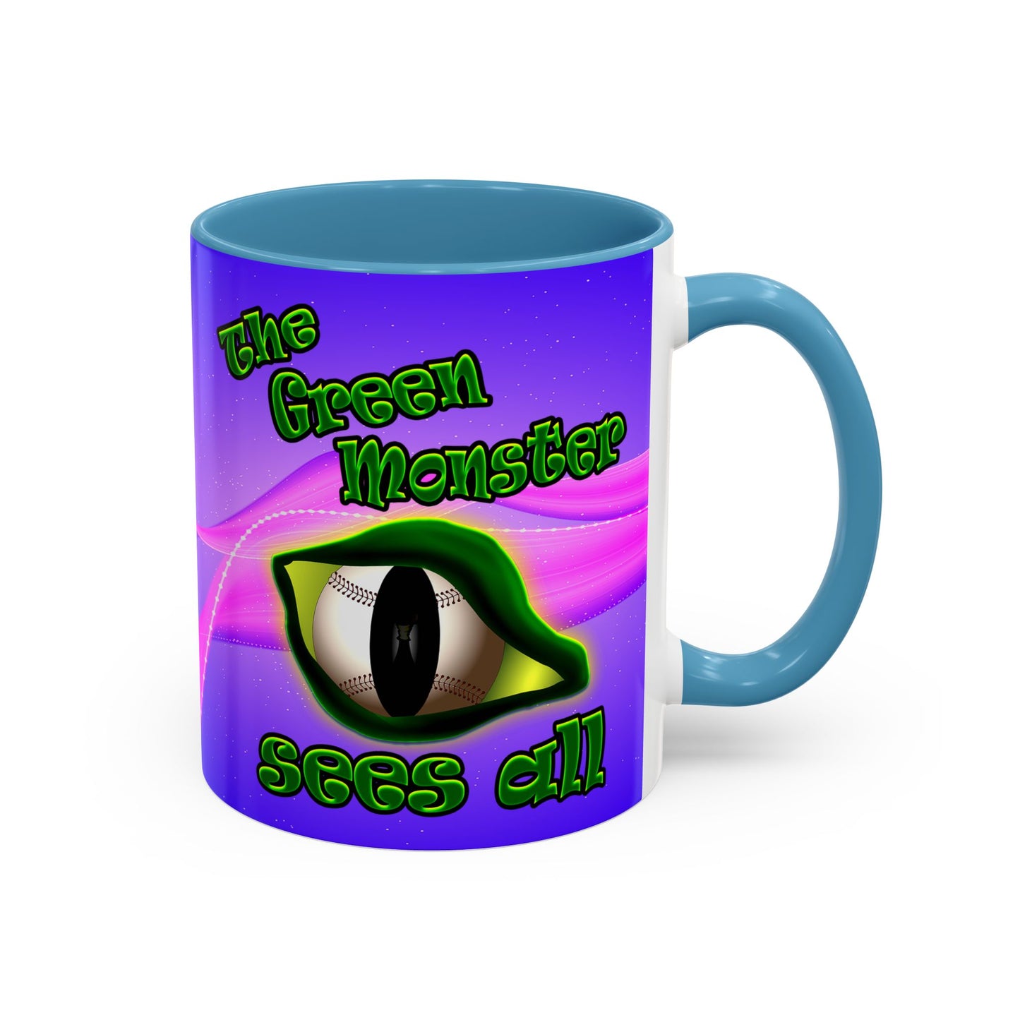 green monster - Accent Mug (purple-pink wave)