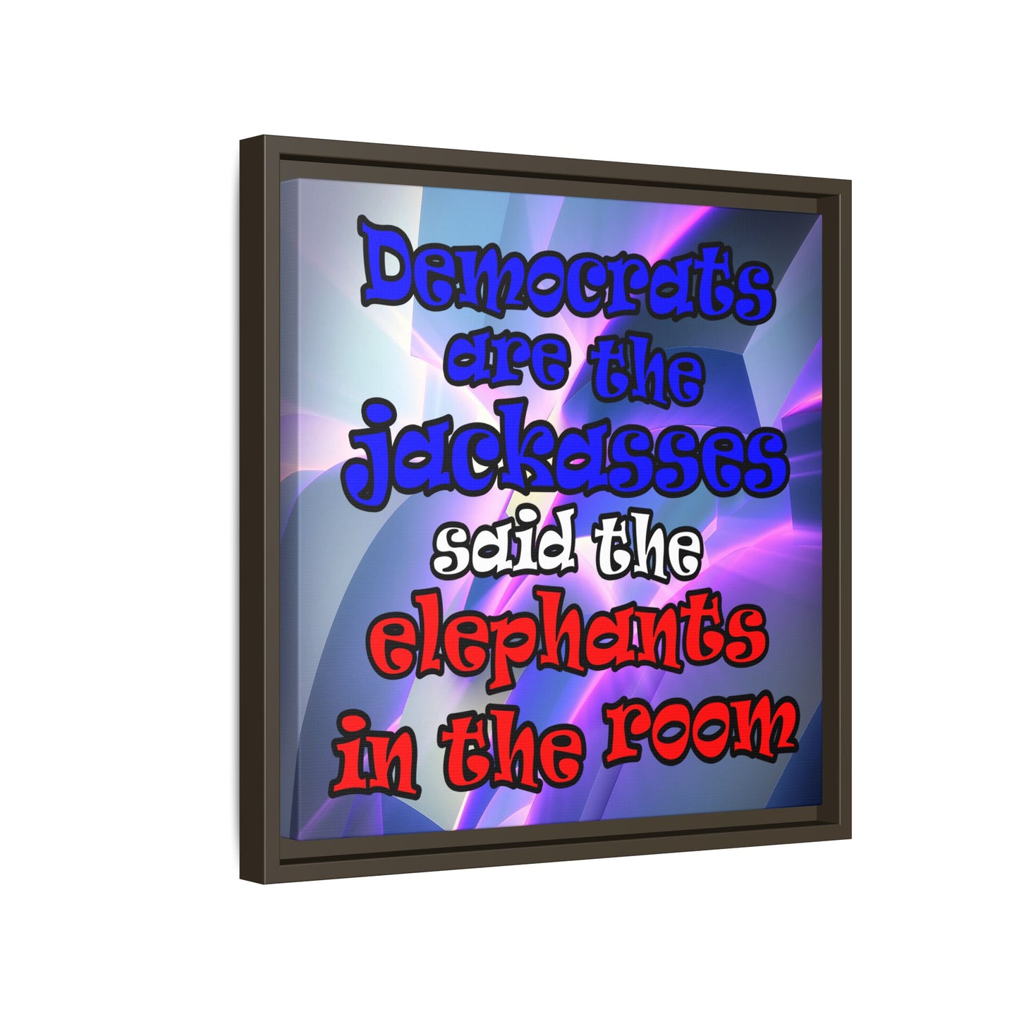 donkeys and elephants - framed canvas art (grey-pink wave)
