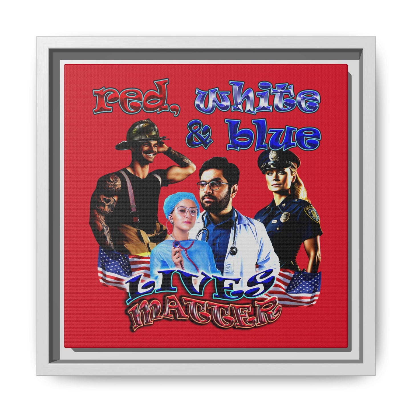 rw&b lives matter - framed canvas art (dark red)