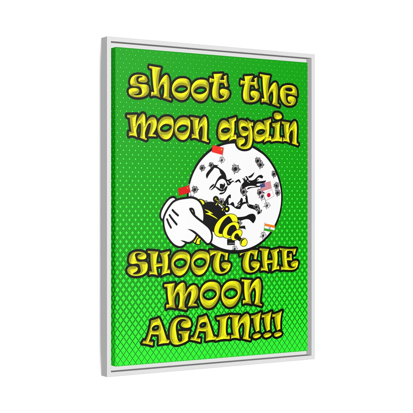 shoot the moon again - framed canvas art (logo green)