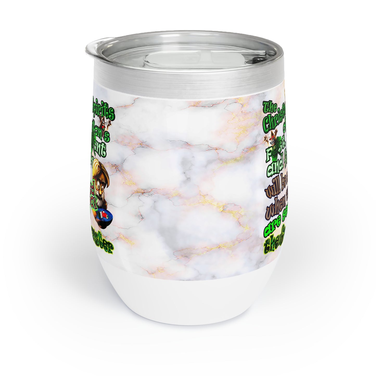 christmas spirits of boston - Chill Wine Tumbler (white marble)
