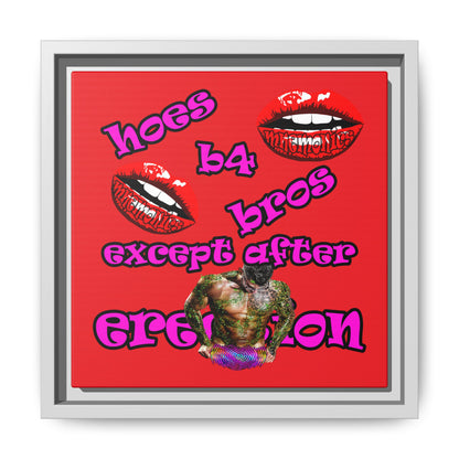 hoes b4 bros - framed canvas art (red)