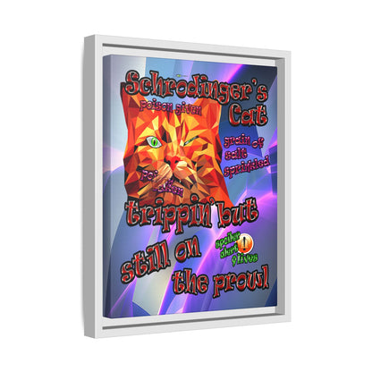 schrodinger's cat - framed canvas art (grey-pink wave)