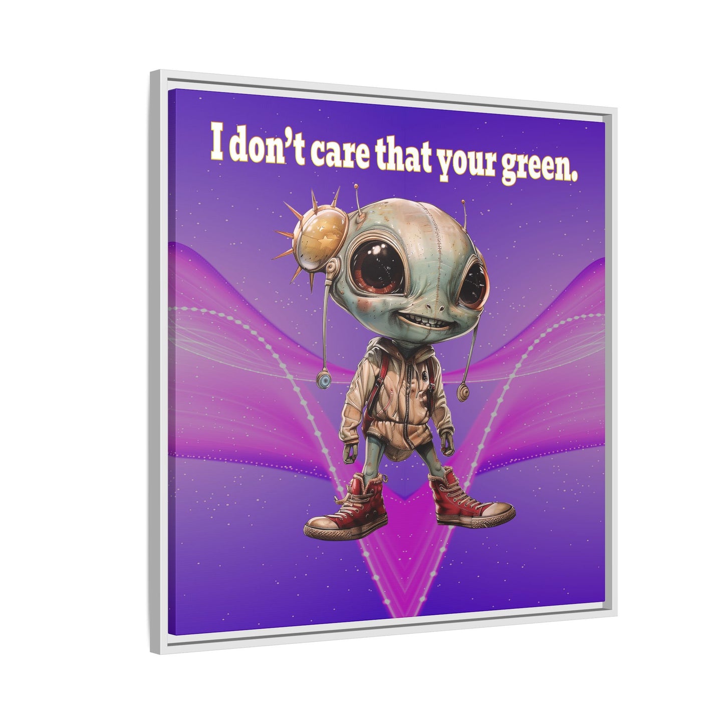 I don't care that your green - framed canvas art (purple-pink wave)