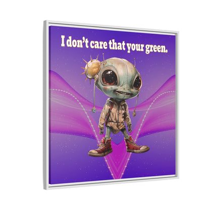 I don't care that your green - framed canvas art (purple-pink wave)