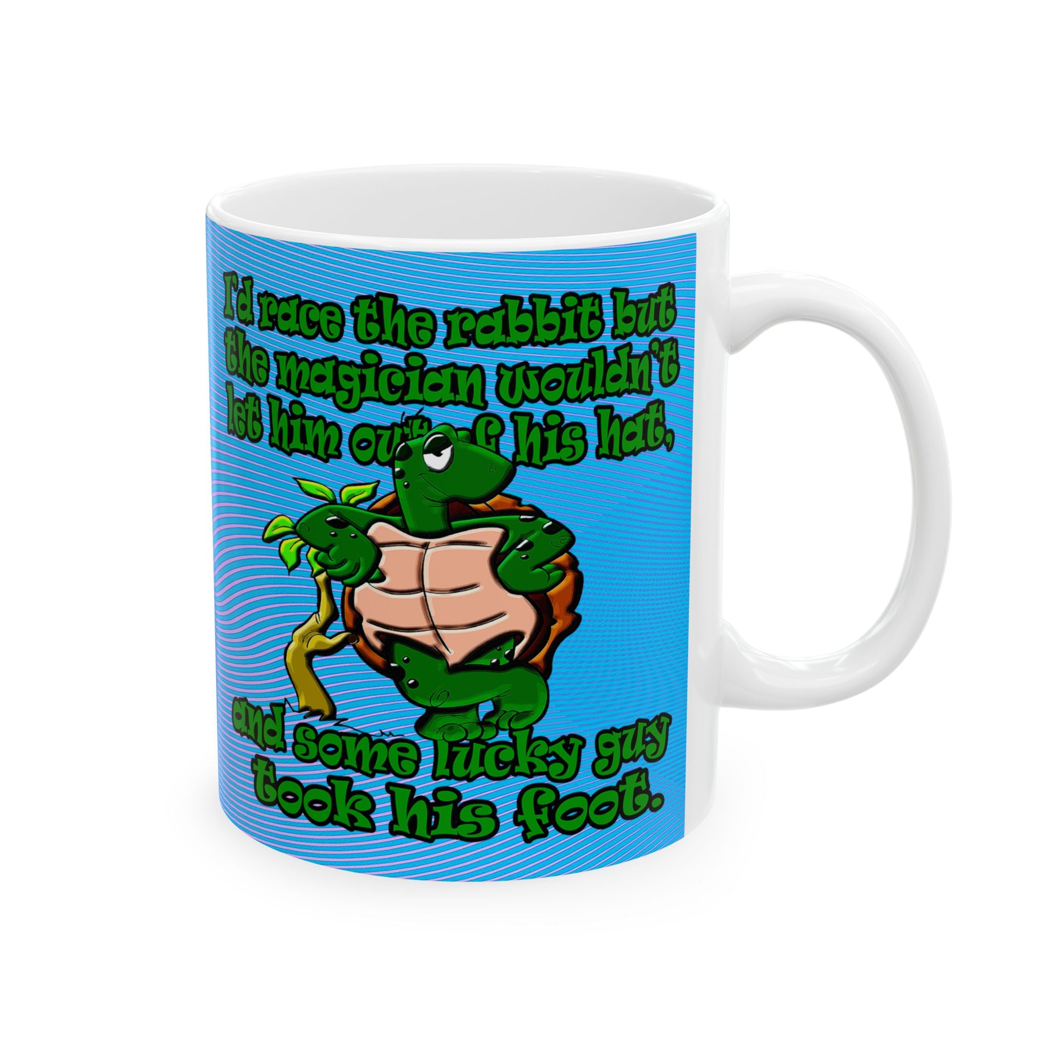 turtle race - White Mug (light blue-purple wave)
