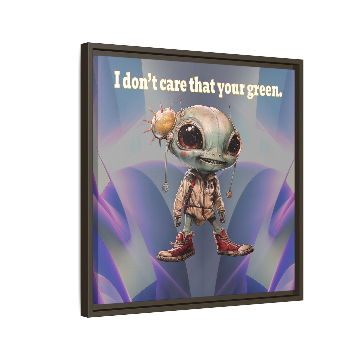 I don't care that your green - framed canvas art (grey-pink wave)