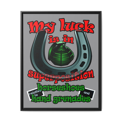 my luck - framed canvas art (grey)