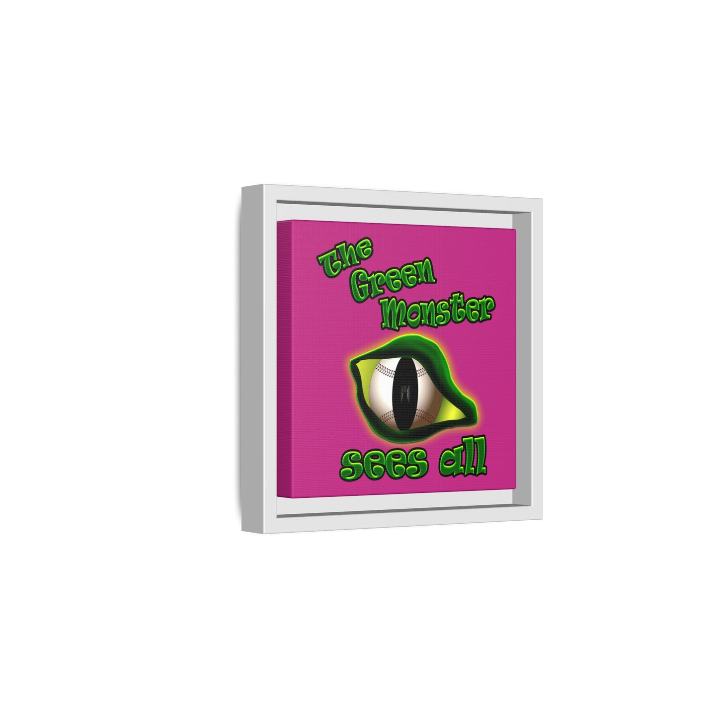 green monster - framed canvas art (pink)